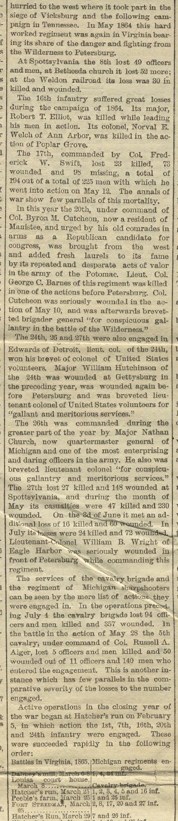 Civil War - Detroit Tribune - 1882