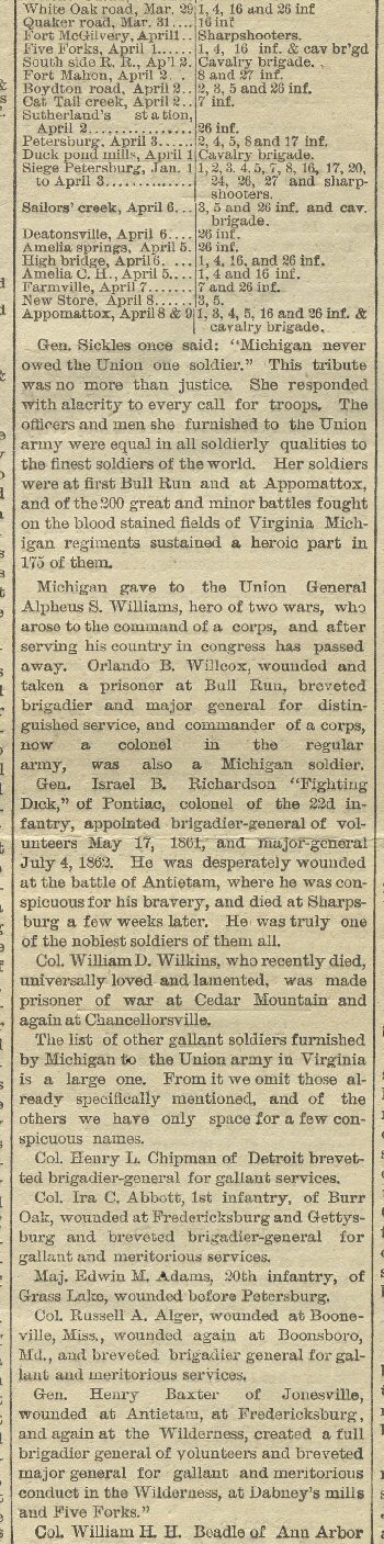 Civil War - Detroit Tribune - 1882