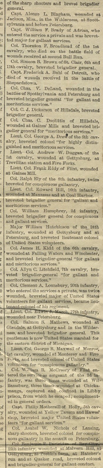 Civil War - Detroit Tribune - 1882