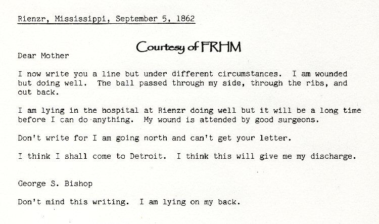 George S. Bishop - letters home while in Civil War
