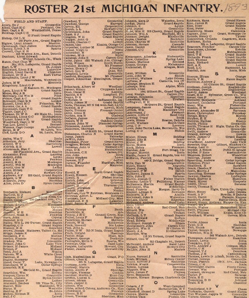 Civil War - 21st Michigan Infantry