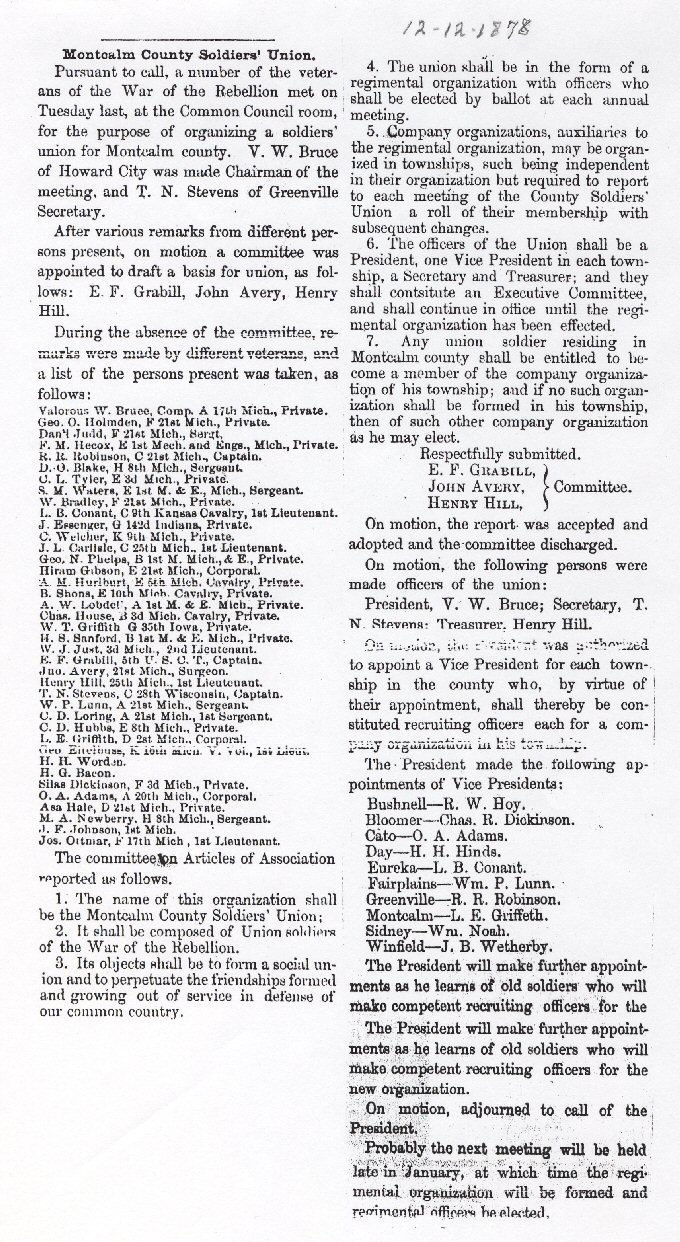 Montcalm County Soldier's Union