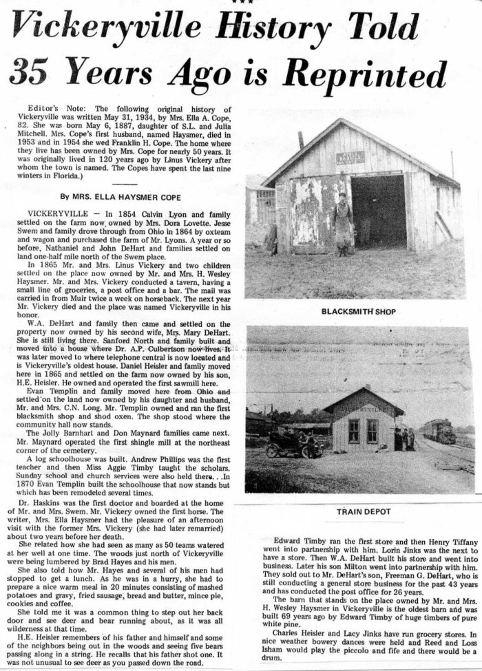 Vickeryville History