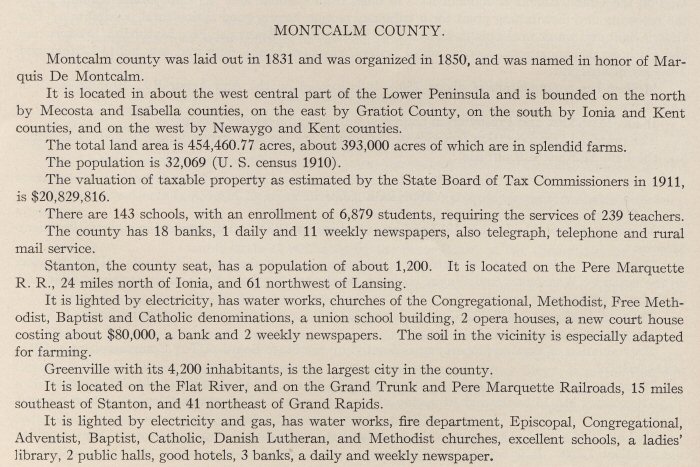 Montcalm County History - 1914