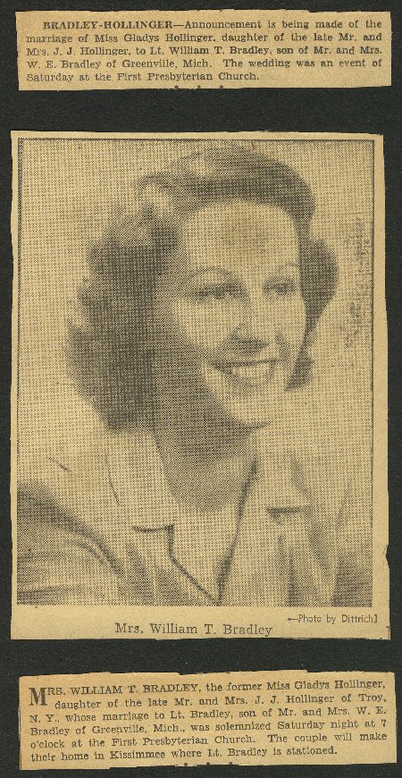 Gladys Hollinger weds Wm. T. Bradley