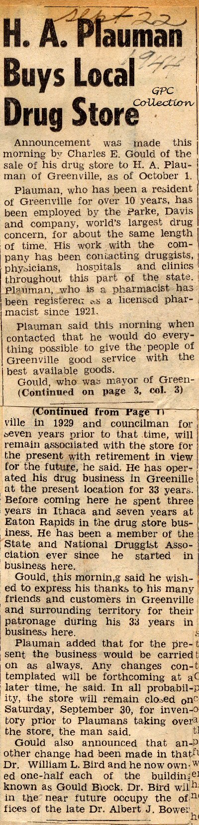 Gould sells to Plauman