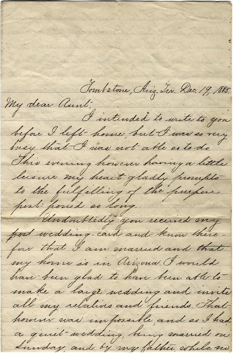 from Tombstone, Ariz. - 1885