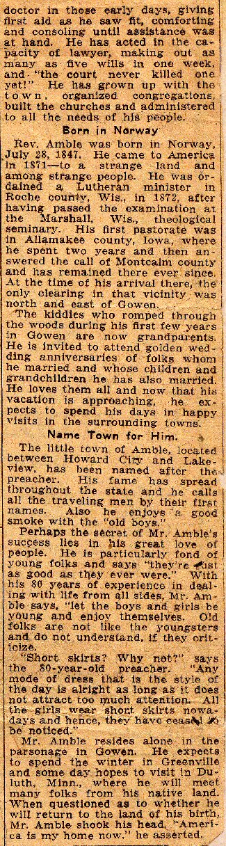 Rev. Ole Amble - Lutheran Pastor