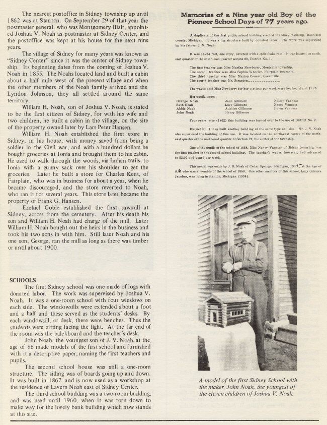 The History of Sidney, Michigan
