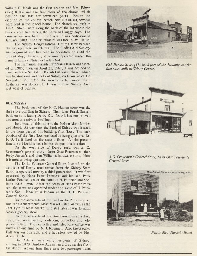 The History of Sidney, Michigan