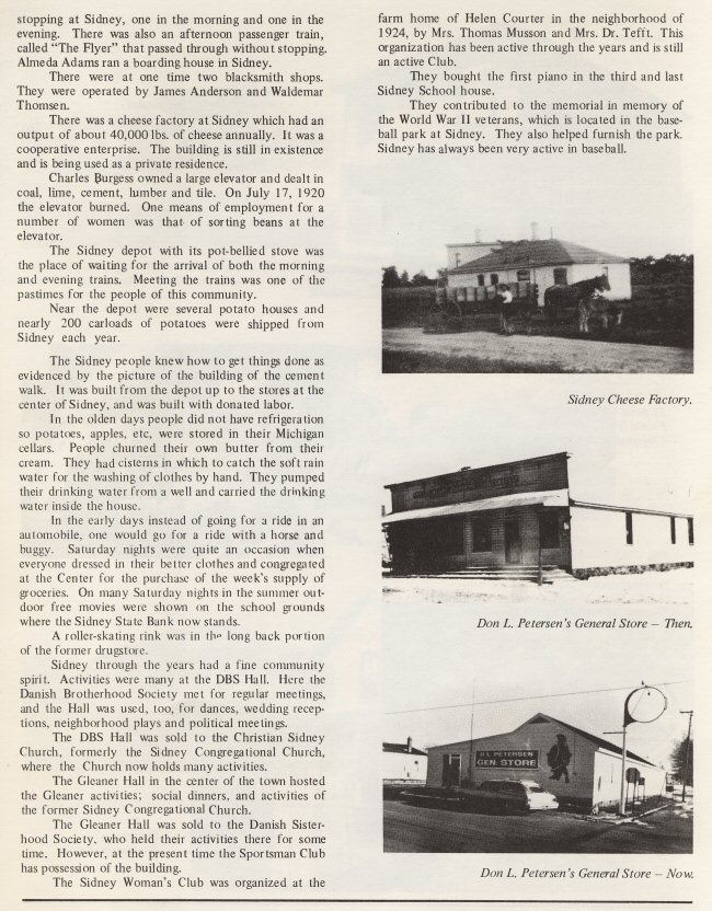 The History of Sidney, Michigan