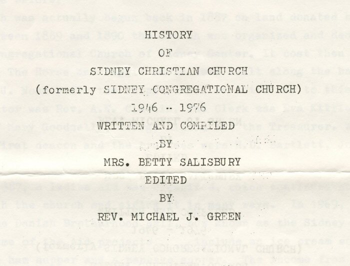 History of Sidney Christian Church