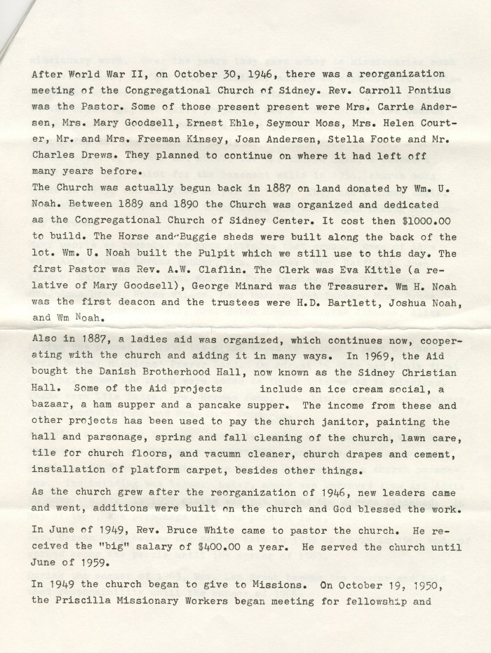 History of Sidney Christian Church - Page 1