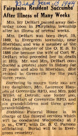 Icy DeHart - Obituary