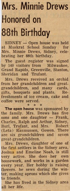 Minnie Drews 88th Birthday