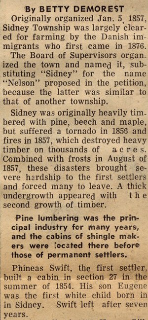 Sidney Twp History
