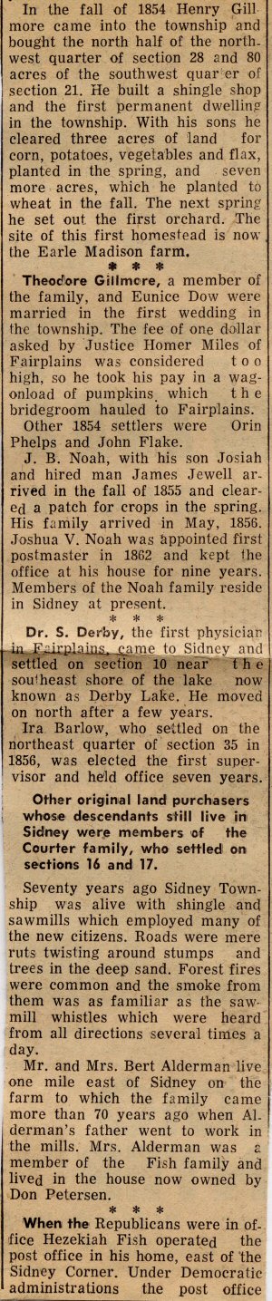 Sidney Twp History