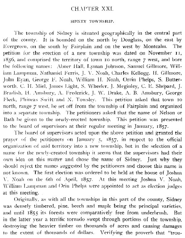 Sidney Twp History